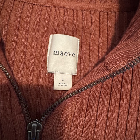 Maeve Brown Ribbed Long Sleeve Top Anthropologie Sz L - Picture 3 of 4